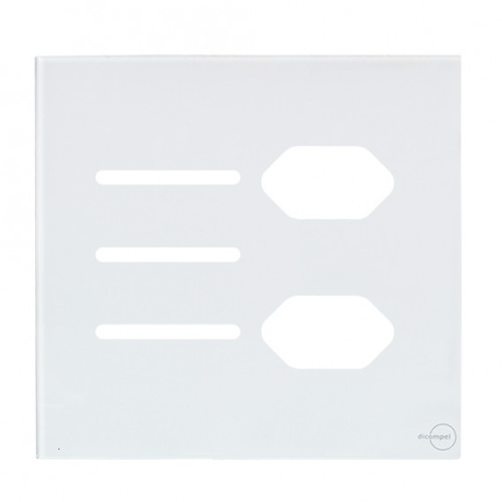 Placa p/ 3 Interruptores + Tomada dupla 4x4 - Novara Glass Branco